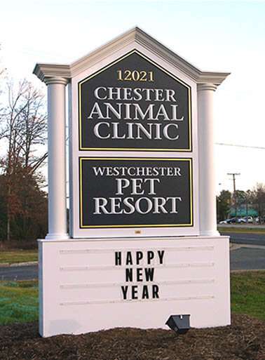 PROFESSIONAL CENTER SIGN, MONUMENT-STYLE DIRECTORY, ROUTED HDU FACES WITH RAISED PRISMATIC CARVED LETTERS, CHESTER, VA,