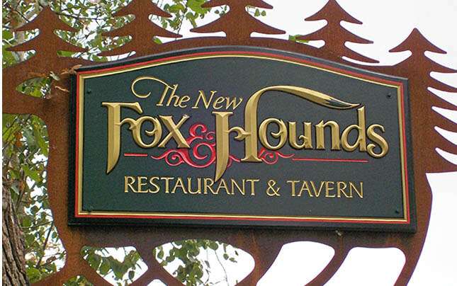 TAVERN SIGN, RAISED AND INCISED PRISMATIC LETTERS WITH CUSTOM STEEL HANGER, HARTFORD, WI