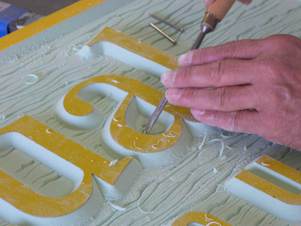 Hand-carving sign lettering
